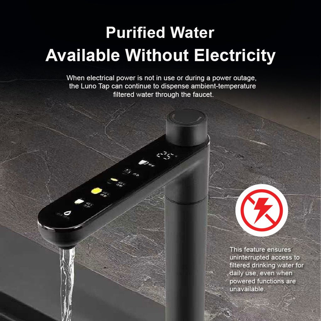 Vera faucet dispensing filtered water without electricity during a power outage