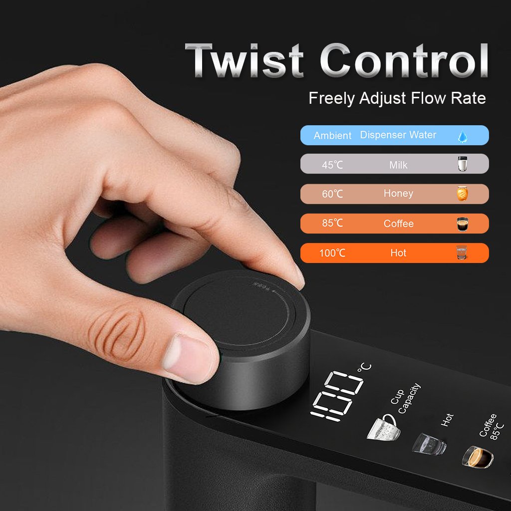Vera twist control dial adjusting flow rate and temperature